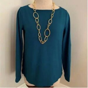 J.Jill Teal Ponte Long Sleeve Sweater SP